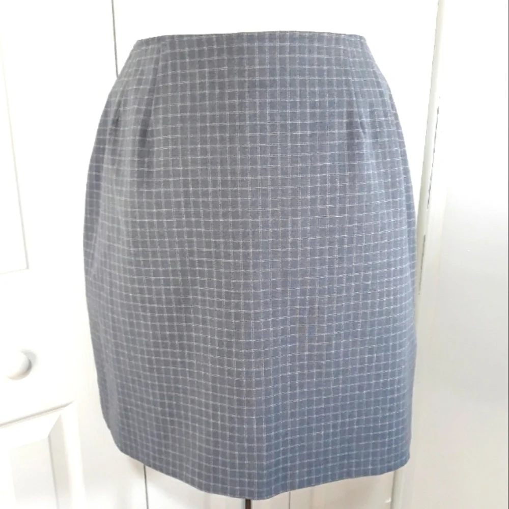 Geoffrey Beene Wrap Skirt Plaid Gray Lined Size 12